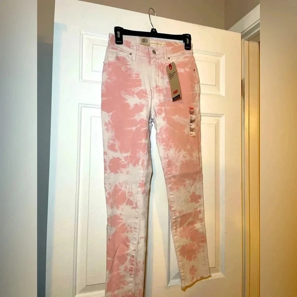Womens Levi's 721 High Rise Skinny Ankle Jeans Rose White Size 2 Frayed Cuff NEW - Picture 1 of 9